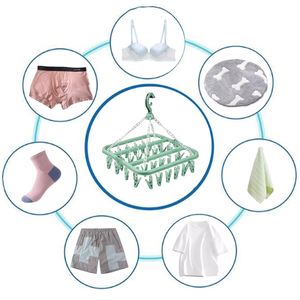 Folding Hanging Clothes <strong>Hanger</strong> with 32 <strong>Clips</strong>, Multifunctional Windproof Socks <strong>Clip</strong>, Drying Clothes <strong>Hanger</strong> for Household Use - Product Image 3