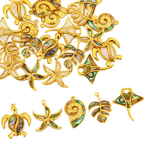 Colgante de acero inoxidable de la serie Ocean con diseño de tortuga, estrella de mar y concha, mosaico, accesorios de joyería DIY para la elaboración de collares. - Product Image 2