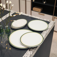 Service de Table Traditionnel Élégant en Gros avec Bord Coloré – Assiettes Durables en Mélamine Écologique Polie Style Traditionnel