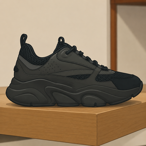 Nouvelles Chaussures de Course en Cuir Véritable à Lacets pour Couple 2026, Semelle Épaisse Lumineuse, Baskets Chunky Tendance Décontractées Polyvalentes - Product Image 1