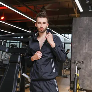 Toptan sıcak satış ter Sauna takım elbise spor Sauna takım elbise erkekler için kilo kaybı zayıflama Hoodie ile Sauna eşofman takımlar kilo kaybı için