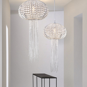 Lustre en métal chromé et lampes suspendues Méduses en cristal clair de style américain - Product Image 3