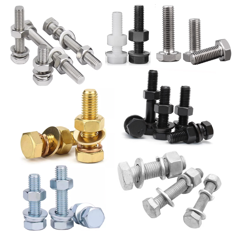 Thép không gỉ SS Carbon nóng thép mạ kẽm HDG dacromet Đen kẽm đồng đồng Nylon Hex hình lục giác Bolt với Nut và washe