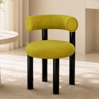 Chaise de salle à manger en cuir à dossier tonneau, style français moderne, en velours, sans accoudoirs, pour la maison, l'appartement, le salon, chaise d'appoint de loisirs personnalisée