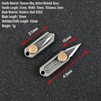 Pisau Lipat Titanium Kecil Grosir, Pemotong Kotak Mini, Pisau Utilitas EDC, Gantungan Kunci Keren, Hadiah untuk Pria