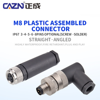 Conectores M8 IP67 Impermeables para Automoción, Tipo Hembra en Ángulo, Codificación A/B/D, 3 y 4 Pines, Tipo Tornillo, Conexión en Campo