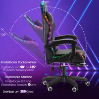 Dropshipping Chaise de jeu économique en cuir PU noir Chaise de course E-Sports Chaise de joueur PC avec lumières LED RVB et repose-pieds