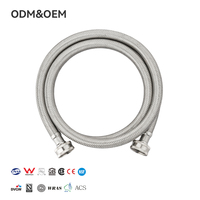 Tuyau de plomberie flexible en acier inoxydable tressé PPW, en stock, vente chaude usine, raccord en cuivre, 3/4, 10 bars, tube intérieur en PVC, cuisine