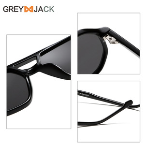Lunettes de soleil rétro Greyjack, monture en plastique noir, verres TAC, protection UV400, style streetwear unisexe - Product Image 5
