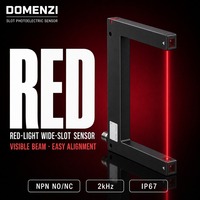 Capteur de fente à lumière rouge DOMENZI GL180R-N-V3, grande ouverture de 180 mm, détection NPN à 360° avec spot de 2,5 mm pour utilisation