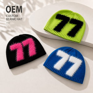Dymf Bonnet <span class=keywords><strong>en</strong></span> tricot acrylique doux Streetwear Vente <span class=keywords><strong>en</strong></span> gros Logo patch contrasté personnalisé Unisexe à revers Hiver Extérieur - Product Image 1