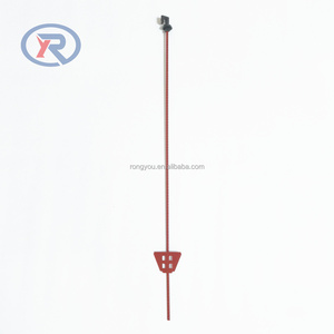 Poteau en acier à ressort de 110 cm, recouvert de rouge, avec isolateur supérieur en plastique / Poteau en acier à ressort galvanisé pour clôture électrique - Product Image 6