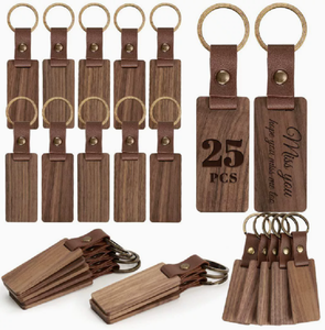 Porte-clés vertical en bois de hêtre massif, porte-clés en bois de noyer noir, gravure au laser, petit cadeau personnalisé - Product Image 1