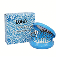 Ensemble brosse à cheveux de voyage démêlante avec miroir et lisseur, pliable, compact et portable pour un coiffage rapide des femmes, cadeau - Blé
