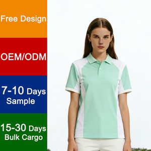 <span class=keywords><strong>Polo</strong></span> de golf ODM en gros pour <span class=keywords><strong>femme</strong></span>, manches courtes, vert menthe contrastant et <span class=keywords><strong>blanc</strong></span>, anti-humidité, respirant, colorblock - Product Image 1
