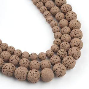 15 ''резиновая из вулканической породы бусины коричневый круглый свободные вулканического камня бусины для изготовления ювелирных изделий - Product Image 3