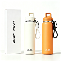 Gourde isotherme sportive portable en acier inoxydable à double paroi, anti-fuite, avec paille et cordon, pour activités de plein air, personnalisable à faible MOQ