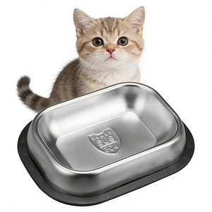 Nicety - Comedero para Perro Rectangular Personalizado Antideslizante de Acero Inoxidable 304 Ecológico, Diseño Moderno y Portátil para Comida de Perro Regular - Product Image 5