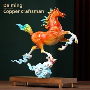 زخارف نحاسية للأحصنة الطائرة ، مشغولات يدوية معدنية ، ديكور حصان لغرفة المعيشة ومكتب الشركة المحفور - Product Image 2