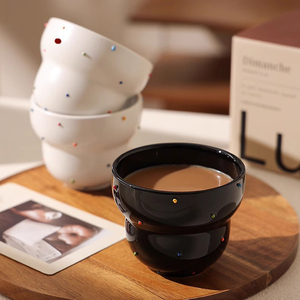 Wholesale Aesthetic Polka Dot <b>Ceramic</b> Mug Gourd Shaped Coffee <b>Cup</b> for Latte - Product Image 5