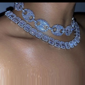 Promotion Iced Bling 5A CZ Zircon Cubique Collier Étincelant Mariage Fiançailles Diamant Chaîne pour Cadeaux Anniversaires Bouddhiste - Product Image 4