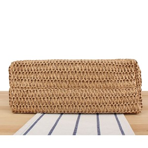 Verano Color sólido Casual paja playa bolso vacaciones ocio vacaciones gran capacidad bolsa de compras con borde con flecos - Product Image 4