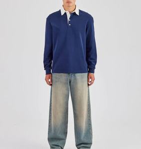 <span class=keywords><strong>Felpa</strong></span> <span class=keywords><strong>con</strong></span> <span class=keywords><strong>Cappuccio</strong></span> in Spugna Francese 100% Cotone, Maniche Lunghe, Colletto Rovesciato, <span class=keywords><strong>Felpa</strong></span> <span class=keywords><strong>Polo</strong></span> in Cotone Senza Cordoncini per Uomo - Product Image 1
