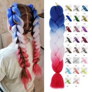 24" Jumbo Braid Extensions Heat Resistant Fiber Sparkling Synthetic Tinsel Single Weft Mixed Glitter Hair for Crazy Hair Day