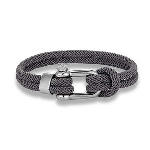 Bracelets tressés unisexes multicolores en acier inoxydable avec fermoir à vis, bracelet en corde nautique à anse en U - Product Image 2