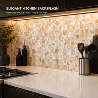 Panneaux muraux en coquille naturelle blanche KASARO, design parquet carré, pour projets commerciaux, fabriqués en Chine
