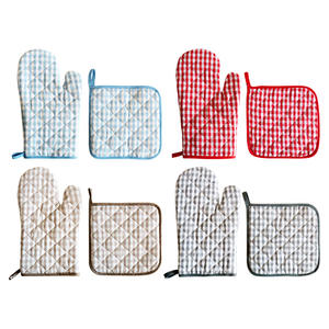 ถุงมือกันความร้อนลายตารางสไตล์อเมริกันคันทรี ทำจากผ้าฝ้าย ขนาด 18x30 ซม. สำหรับอบขนม ป้องกันความร้อน - Product Image 1