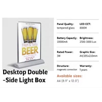Boîte à lumière LED rechargeable A4 A5 pour menu, présentoir de table pour restaurants, bars, magasins, cadre d'affiche publicitaire fin