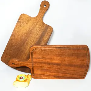 Wood Chopping Boards Acacia Wood Cutting Board Bread Fruit and Cheese Board Wooden Cutting Blocks with Handle