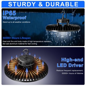 Lámpara LED Industrial High Bay de 500W, 300W SMD3030 UFO, Iluminación Industrial para Gimnasios, Lámpara Colgante Larga - Product Image 5