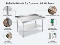 Table de travail de cuisine en acier inoxydable pour restaurant, double niveau, avec roulettes, taille personnalisée