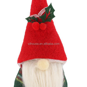 Zaves เซ็ตสามชุดลายโนมส์คริสต์มาสผ้าโพลีเอสเตอร์ที่ไม่เหมือนใคร-ของแขวนสไตล์สวีเดนเครื่องประดับและตุ๊กตาลายตารางสีแดง - Product Image 2