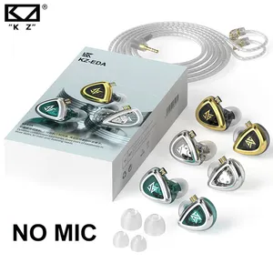 Kz eda 3 pares de fones de ouvido, 3 fones de ouvido esportivos com cancelamento de ruído hi-fi, monitor de ouvido, fones destacáveis e equilibráveis no mi