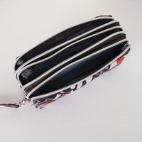 Dompet Koin Clutch Ritsleting Tiga Lipat Bahan Nilon Ringan, Dompet Tangan Kasual, Tas Ponsel Portabel