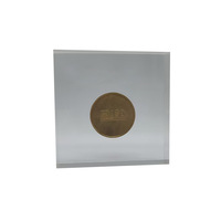 Plaque commémorative personnalisée en acrylique transparent avec pièce de monnaie métallique intégrée, plaque de défi, presse-papiers en résine, trophée commémoratif, cadeau