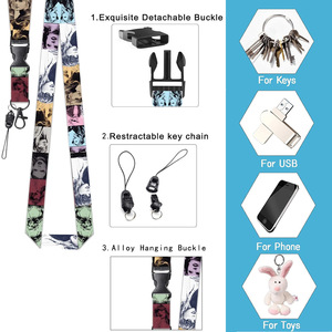 Wholesale long-haired women's detachable <b>polyester</b> webbing <b>lanyard</b> push-fit ID card holder name tag ID card easy-pull buckle - Product Image 2