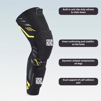 Genouillère ergonomique respirante à jambe longue avec coussinets alvéolés, doubles bandes antidérapantes en silicone, protection complète en polyester