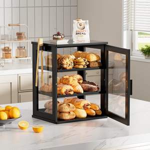 Contenedor de Pan de Bambú Negro de Tres Niveles para Encimera de Cocina, Recipiente de Almacenamiento de Alimentos con Ventana Transparente - Product Image 6