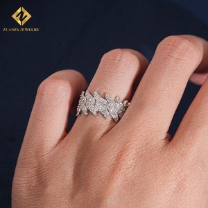 แหวนเพชรคิวบันลิงค์จาก ZUANFA JEWELRY เพชรเลี้ยงในห้องปฏิบัติการ เงินแท้ 925 ประดับเพชรแบบไมโครเพฟ สไตล์ฮิปฮอป วงแหวนหน้ากว้าง - Product Image 5