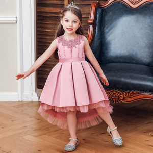 Poco vestito dalla ragazza della <span class=keywords><strong>principessa</strong></span> pettiskirt pianoforte <span class=keywords><strong>costumi</strong></span> di trascinamento del vestito dalla ragazza di fiore <span class=keywords><strong>da</strong></span> sposa in raso della maglia filato spettacolo pannello esterno - Product Image 1