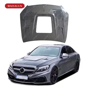 New Fashion Unique W205 Carbon Fiber Bonnet Cover With Transparent Window Front Engine Hood For Mercedes-Benz W205