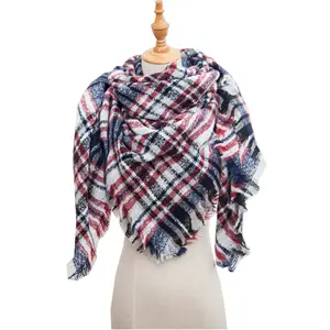 Wholesale Womens Warm Long Shawl Winter Wraps Large Scarves Plaid Triangle Scarf