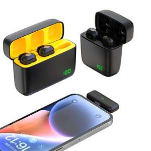 Micrófono de solapa inalámbrico para teléfono <span class=keywords><strong>Android</strong></span> Micrófono de solapa dual USB C para iPhone Clip de cancelación de ruido en el estuche de carga del micrófono - Product Image 3