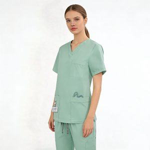 Nuevo Conjunto de Uniformes Médicos de Moda Unisex Gris/Morado Uva/Verde Turquesa para Hospital Quirúrgico con Detección de Agujas Servicio OEM - Product Image 1