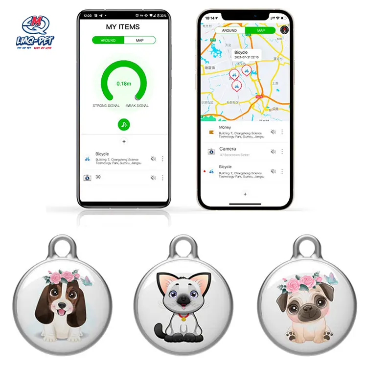 Tag GPS Tracker Para Cães Localizador De Rastreamento Animais Qualidade Airtags Gps Pet Tracker Rastreador Pet Arredondado Automático Impermeável