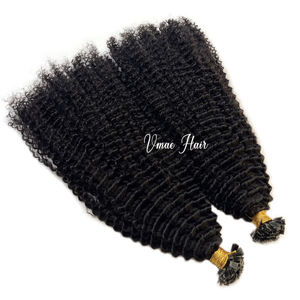 VMAE <span class=keywords><strong>Extension</strong></span> <span class=keywords><strong>Capelli</strong></span> Umani Birmani Grezzi Non Trattati 100g I-Tip Punta Piatta K I-Tip Spesse con Punte Piene Ricci Afro Kinky - Product Image 4